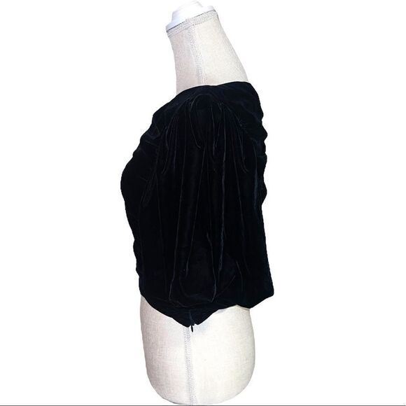 Zara Bloggers Favorite Black Velvet Ruched Ballon Sleeve Top - Picture 10 of 14